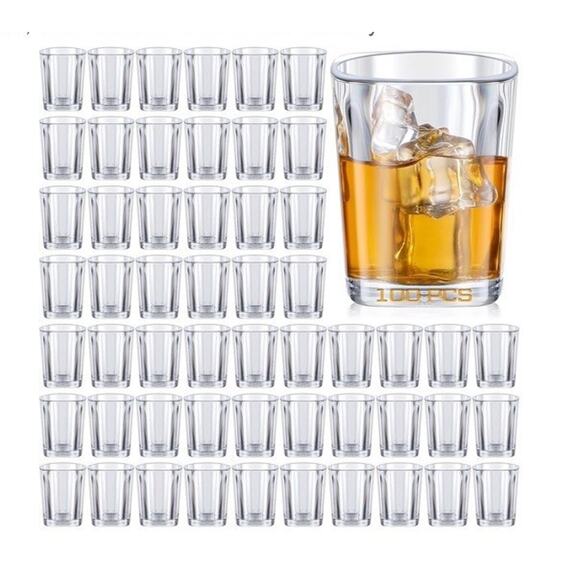 100 Piece Acrylic Shot Glasses 2 oz Clear Bulk Reusable Wedding Party Plastic - Picture 1 of 11